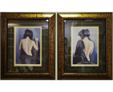 Pair of limited edition prints 'Portrait of Carla I &amp; II' by Domingo signed and numbered in pencil to margin No.69/850, f