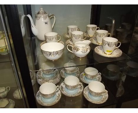 Sixteen piece Old Royal coffee service comprising of cups, saucers, teapot, sugar bowl and creamer a further part tea service