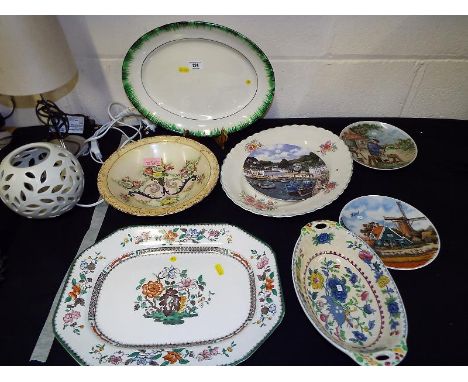 A collection of ceramic meat plates to include TG Green, Fenton Florentine bowl, Spode, Masons Ironstone and similar (qty)