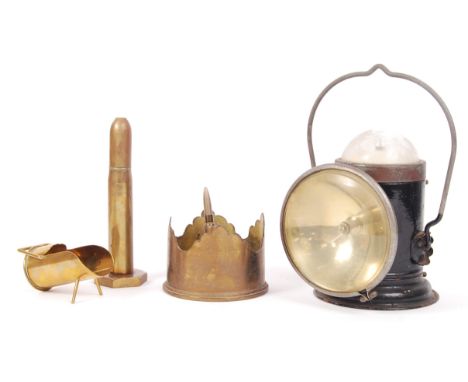A collection of assorted vintage militaria to include; a WWII era United States made Maroil Powerlite Lantern (with light to 