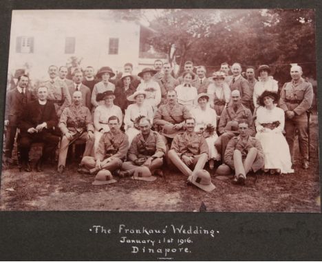 A rare and fascinating WWI First World War related India photograph album. Part filled slip-in album depicting various scenes
