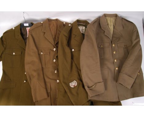 A collection of 4x contemporary 20th century British Army &amp; related uniform jackets to include; uniform jacket with brass