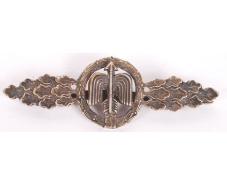 A rare believed original WWII Second World War German Nazi Third Reich Nazi Luftwaffe ' Fighter Pilot ' badge / clasp. Winged