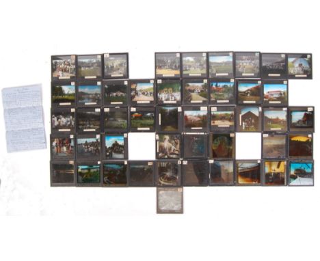A fascinating collection of 1930's coloured Magic Lantern glass slides - all 'real photo' - depicting various scenes througho