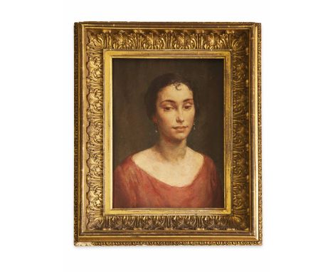 JAMES ARDEN GRANT (BRITISH 1885-1973)  PORTRAIT OF A LADY IN A RED DRESS  oil on canvas  60cm x 46cm Provenance: Cairness Hou