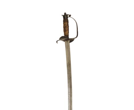 ENGLISH HUNTING HANGER  CIRCA 1690  with black patinated iron guard with double hand guard and flat section knuckle guard tha