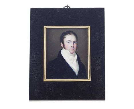GROUP OF THREE PORTRAIT MINIATURES  LATE 18TH/ EARLY 19TH CENTURY  each in an ebonised frame, comprising of: a portrait of Si