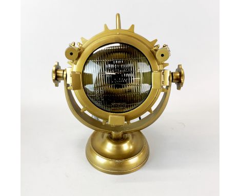 A gilt brass search light style interior light, H. 36cm.