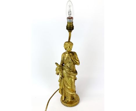 A gilt bronze figural table lamp, figure H. 31cm.