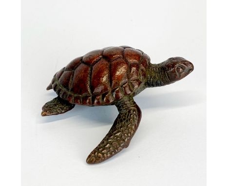 A Japanese bronze model of a turtle, W. 3cm.