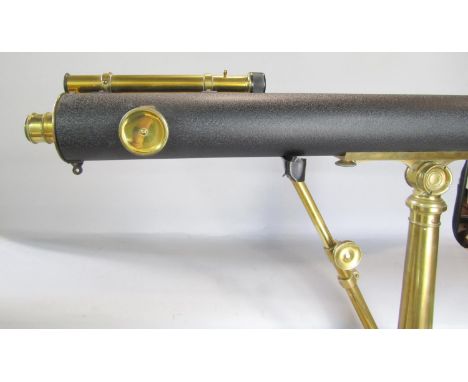 A large restored antique terrestrial/astronomical telescope with fully working brass ratchets and focusing dials, and a cast 