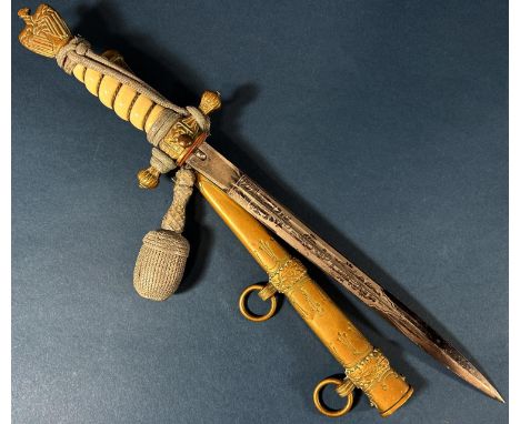 Kriegsmarine dagger and scabbard with original portepee blade marked WKCc 