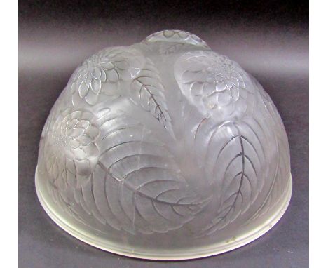 A Lalique “Dahlia” frosted glass circular light shade, with moulded R Lalique signature 30 cm diam. 