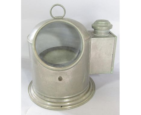 A ship’s binnacle or gimbal compass with oil lamp, 26cm high. 