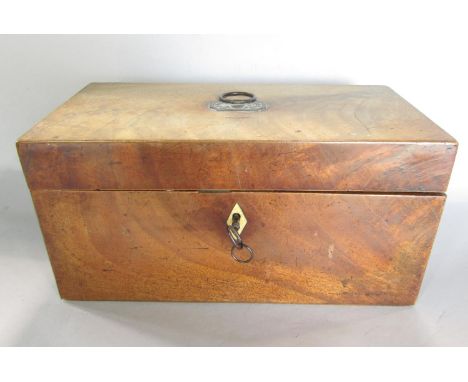 A 19th century faded mahogany tea caddy box. 