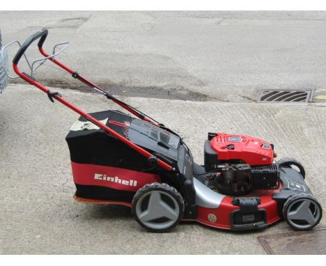 An Einhell petrol driven rotary lawn mower model number GC-PM56S HW 