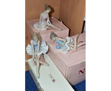 THREE BOXED NAO BALLERINA FIGURES, comprising 01175 'Bailarina Reposada', small glaze chip to toe of foremost ballet shoe, 01