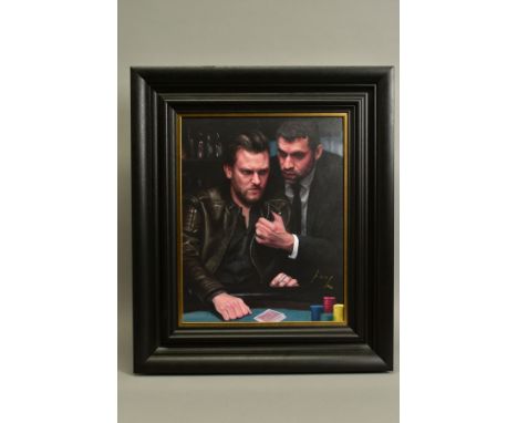 VINCENT KAMP (BRITISH CONTEMPORARY) 'HOLD BACK IT'S NOT YOUR NIGHT' a limited edition print 57/150 depicting male figures gam