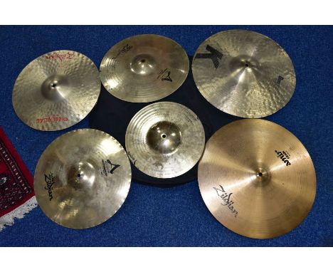 A ZILDJIAN AMIR 16 INCH CYMBAL (no cracks, splits and don't appear to be turned down), a Zildjian cushion ride (was 20 inch) 