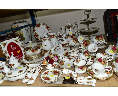 ROYAL ALBERT 'OLD COUNTRY ROSES' TEA/DINNER WARES AND TRINKETS, comprising three tier cake/sandwich stand, coffee pot, open s