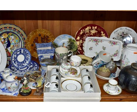 A QUANTITY OF CERAMICS, including two Victorian Prattware pot lids and bases 'STRATHFIELDS THE SEAT OF THE DUKE OF WELLINGTON