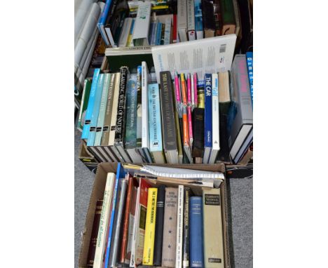 BOOKS, three boxes containing over sixty titles, mainly hardback non fiction, subjects include Art, History, Nature, Maps, At