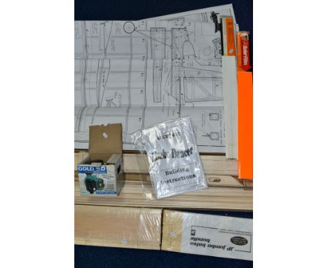 A BOXED UNBUILT SLEC LIMBO DANCER BALSA MODEL AIRCRAFT KIT, contents not checked but appears largely complete and with plans 