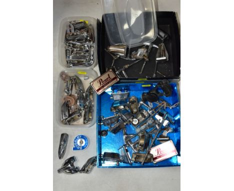 TWO TRAYS CONTAINING VINTAGE DRUM LUGS AND BOLTS, including Beverley, Pearl, etc