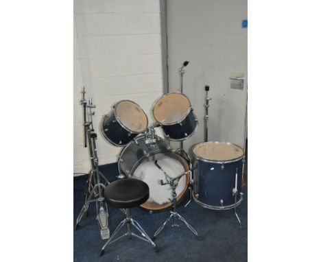 A PEARL FORUM SERIES FOUR PIECE DRUM KIT including 22x16 inch kick, a 16x16 inch floor, 13x10 inch rack, a 12x10 inch rack, t