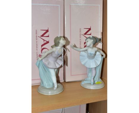 TWO BOXED NAO FIGURES OF YOUNG BALLERINAS, comprising 01151 'Pequeno Ballet Saludo' and 01150 'Pequeno Ballet Pose', height a