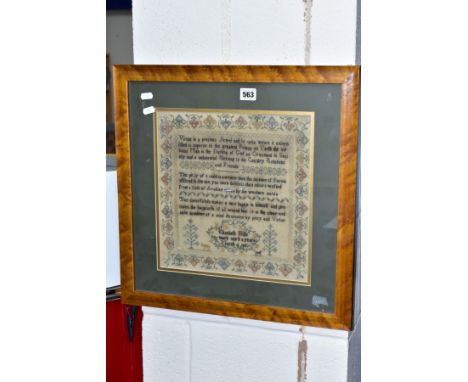 A GEORGE III NEEDLEWORK SAMPLER, worked in silks on a linen ground, foliate border surrounding a narrow border of a chain lin