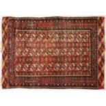 A BOKHARA RUG, with three rows of gulls. 5ft 10ins x 4ft.