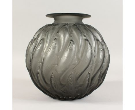 A LALIQUE VASE "MARISA" BLACK. Etched R. LALIQUE, FRANCE. No. 1002. 24cms high.  Illus. page 439 R. Lalique by Felix Marcilha