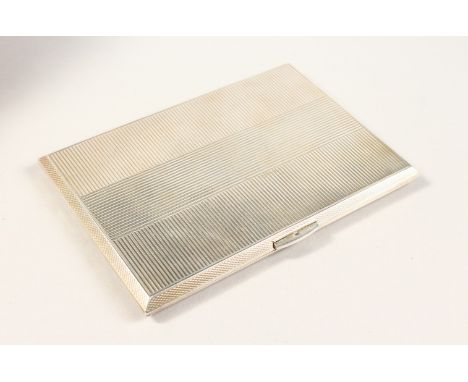 AN ENGINE TURNED SILVER CIGARETTE CASE. 12cms x 8cms.  London 1946.