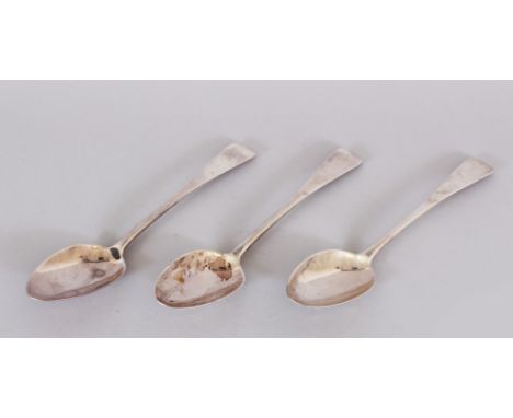 A SET OF THREE VICTORIAN TABLESPOONS, engraved "R". London 1878.
