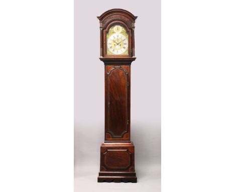 A GOOD GEORGE III MAHOGANY CASED LONGCASE CLOCK, with eight-day movement by DODDS, LONDON, with silent and strike action, sil