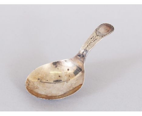 A GEORGE III CADDY SPOON. London 1800.  Maker: JS.
