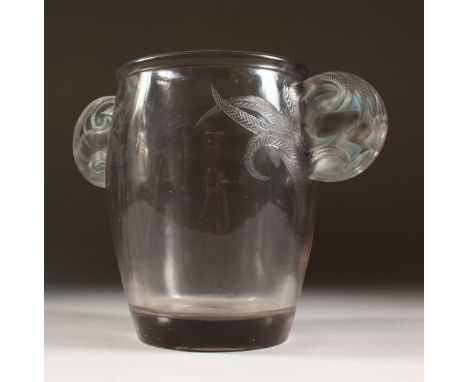 A LALIQUE VASE "YVELINES. Etched R. LALIQUE. No. 975. 19cms high.  Illus. page 433 R. Lalique by Felix Marcilhac.