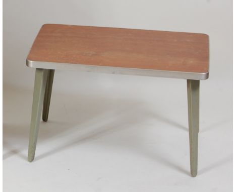Ernest Race (1913-1964) - a 1950s 'BA' walnut inset and brushed aluminium low occasional table, the top with rounded corners 