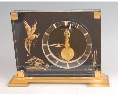 A Jaeger LeCoultre perspex Aquarium mantel timepiece, model Marina, circa 1975, with single lever visible movement, all raise