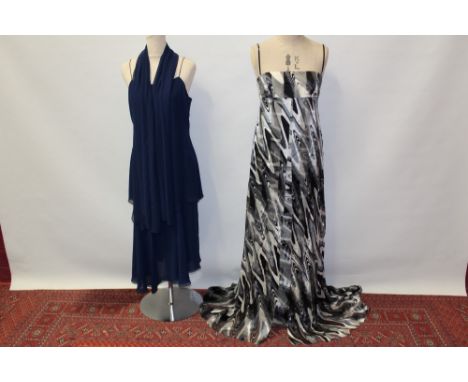 Vintage evening gown - Amanda Wakeley - Empire-line dress with shoestring straps, in silk with trailing over layer, silk dres