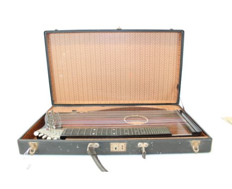 Vintage ebonised zither bearing label - Max Kunel, in fitted case