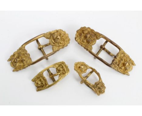 Two pairs of vintage belt / shoe buckles, one pair is large, the other small 