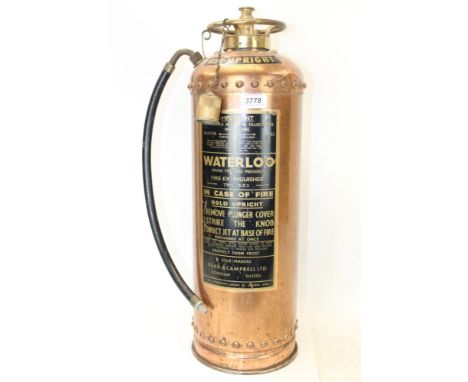 Vintage Waterloo copper fire extinguisher  CONDITION REPORT Height approx 58cm