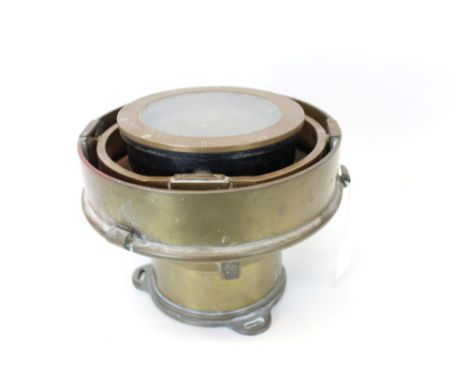 Old brass ships' binnacle compass, marked - AP 919 Compass HNL 45 WEIGHT 19LBS, rim also stamped - AFT