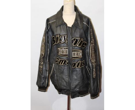 Gentlemen's vintage heavy black leather jacket by Biggie Small, American Rapper, size XXL - music memorabilia 