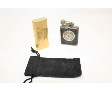 1970s Dunhill bark-effect gilt metal lighter and 1930s Combi watch lighter (2)