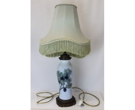 Good quality Royal Copenhagen porcelain table lamp with blackberry decoration, numbered - 1147 and 244 to base