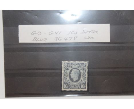 Stamps - Great Britain 1939 10/- dark blue - u/m SG478