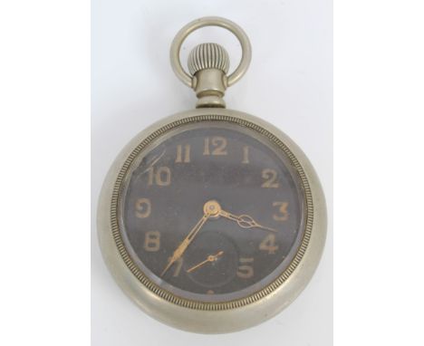 First World War military 'Elgin U.S.A.' pocket watch with black dial, Arabic numerals, subsidiary seconds dial and gilt hands